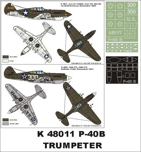P-40B (USAAF) super mask for Trumpeter 1:48