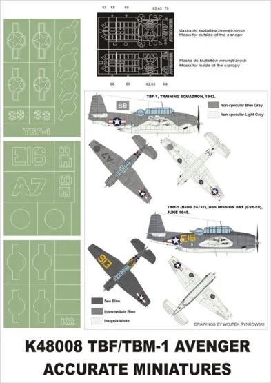 TBM-1C Avenger super mask for A.M./ Acadmy 1:48