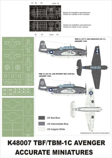TBM-1C Avenger super mask for A.M./ Academy 1:48