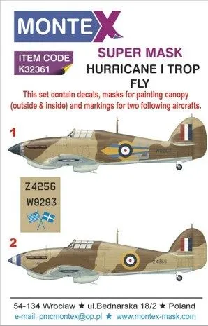 Hurricane Mk.I Trop super mask for Fly 1:32