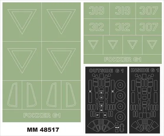 Fokker G-1 maxi mask for Mikromir 1:48