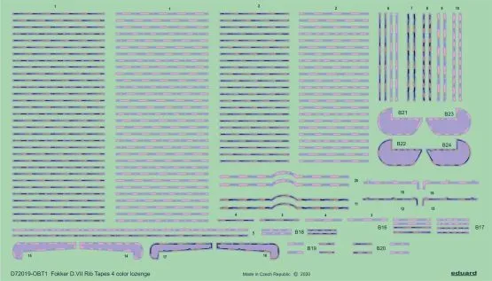 Fokker D. VII rib tapes 4color lozenge 1:72