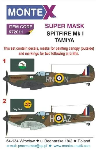 Spitfire Mk.I super mask for Tamiya 1:72