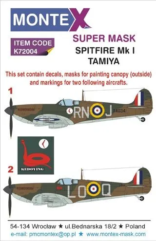 Spitfire Mk.I super mask for Tamiya 1:72