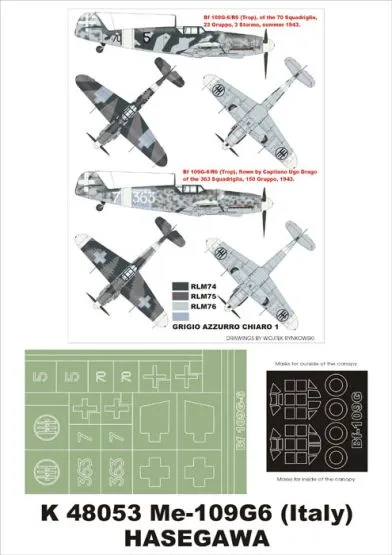 Bf 109G-6 (Italy) super mask for Hasegawa 1:48
