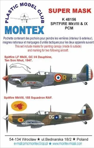 Spitfire MK VIII & IX super mask for Hasegawa 1:48