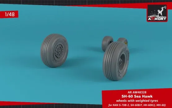 SH-60 Seahawk wheels w/ weighted tires 1:48
