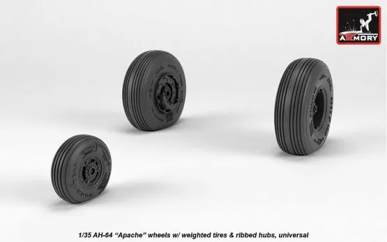 AH-64 Apache wheels w/ weighted tires, ribbed hubs 1:35