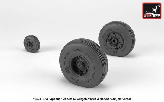 AH-64 Apache wheels w/ weighted tires, ribbed hubs 1:35