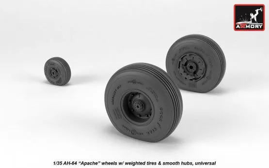 AH-64 Apache wheels w/ weighted tires, smooth hubs 1:35