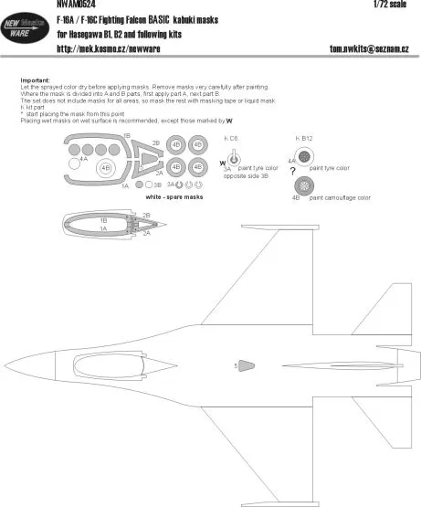 F-16A/C BASIC mask for Hasegawa 1:72