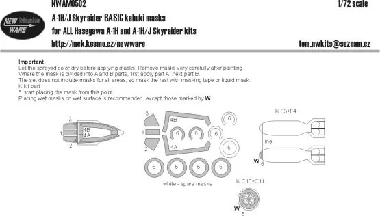 A-1H/J Skyraider BASIC mask for Hasegawa 1:72