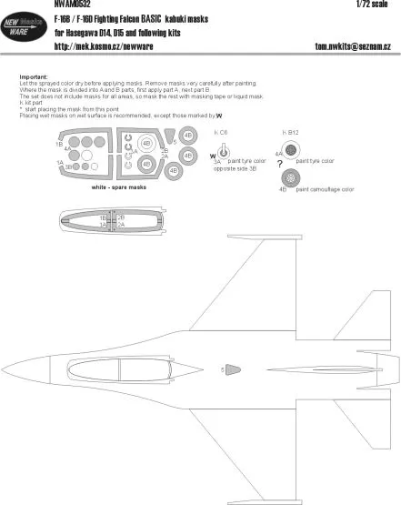 F-16B/D BASIC mask for Hasegawa 1:72
