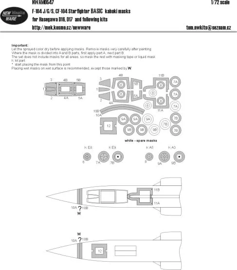F-104 J/G/S BASIC mask for Hasegawa 1:72