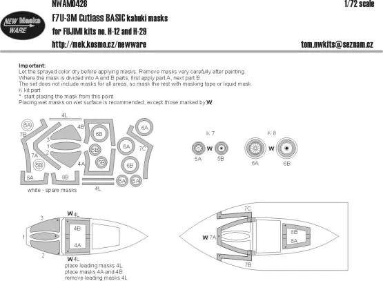 F7U-3M Cutlass BASIC mask for Fujimi 1:72 F7U-3M Cutlass BASIC mask for Fujimi 1:72