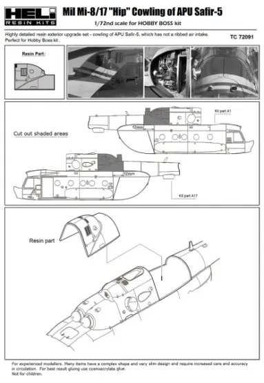 Mil Mi-8/17 cowling of APU Safir-5 1:72
