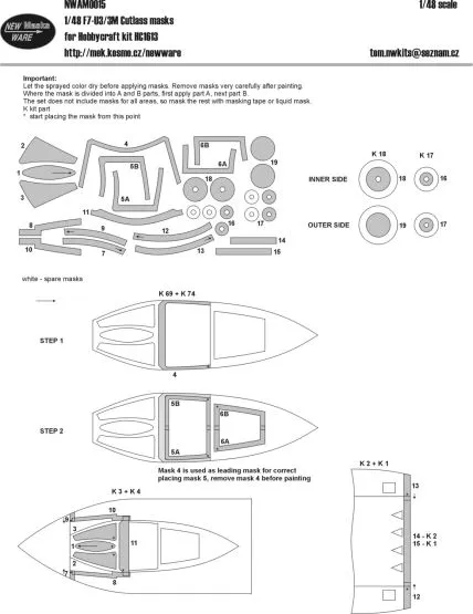 F7U-3/F7U-3M Cutlass masks for Hobbycraft 1:48