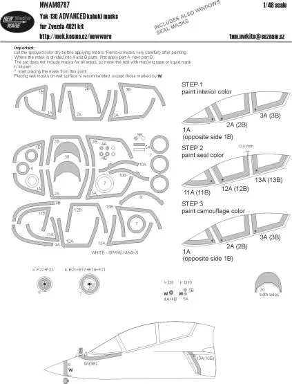 Yak-130 ADVANCED mask for Zvezda 1:48 Yak-130 ADVANCED mask for Zvezda 1:48