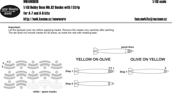 Mk.82 Bombs with one strip mask for Hobby Boss A-6/7 1:48
