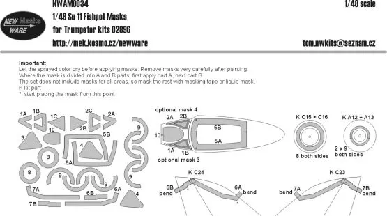 Su-11 Fishpot mask for Trumpeter 1:48 Su-11 Fishpot mask for Trumpeter 1:48