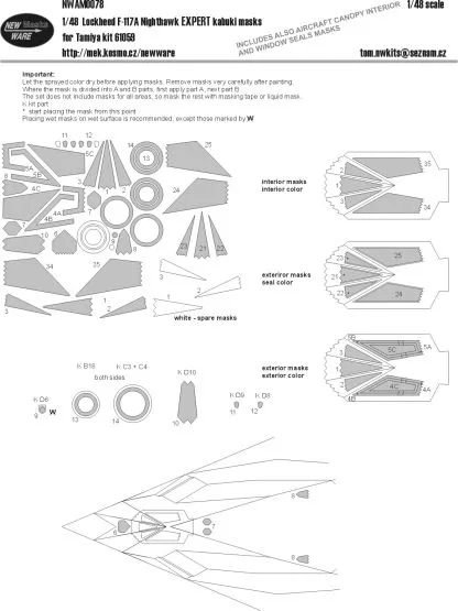 F-117A Nighthawk EXPERT mask for Tamiya 1:48