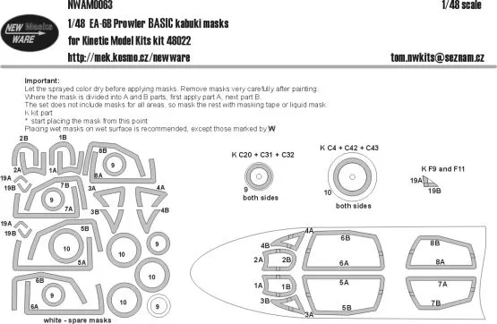 EA-6B Prowler BASIC mask for Kinetic 1:48