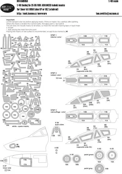 Su-25UB/UBK ADVANCED mask 1:48
