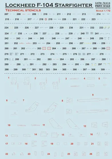 F-104 Starfigter technical stencils 1:72