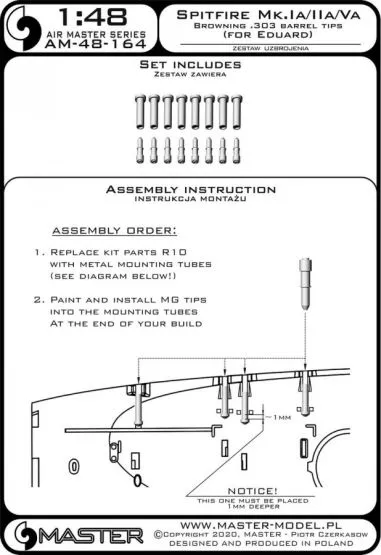 Spitfire Mk.Ia/IIa/Va - Browning .303 barrel tips 1:48