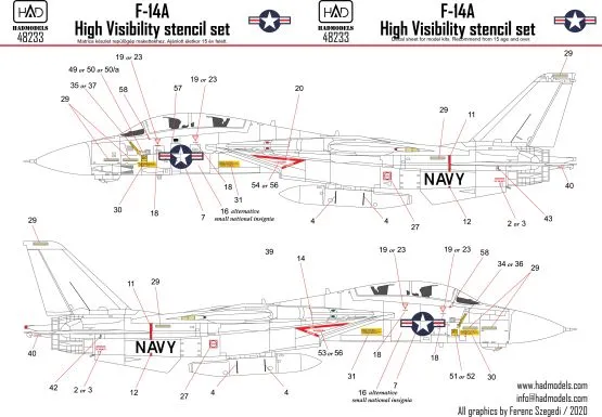 F-14A High Visibility stencil 1:48