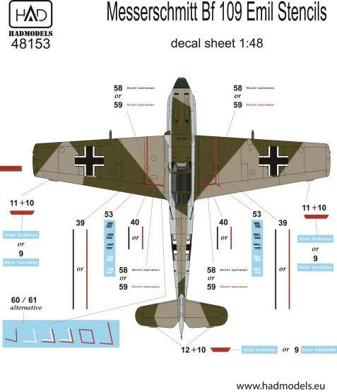 Bf 109E Full stencil 1:48
