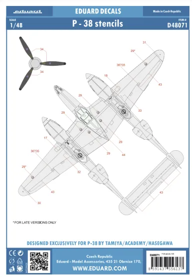 P-38 stencils 1:48