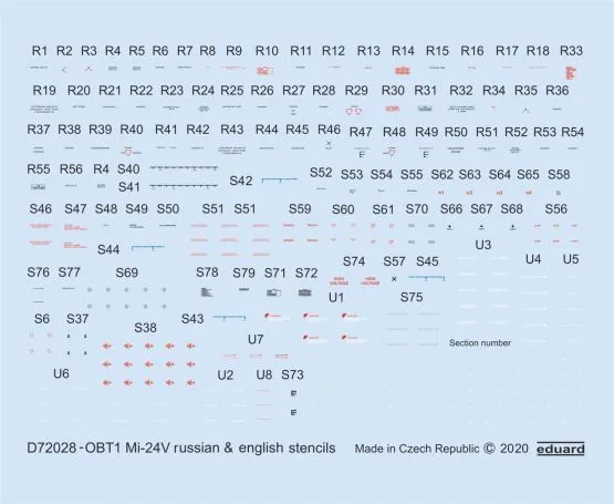 Mi-24V stencils Russian & English 1:72