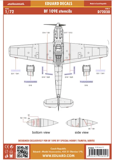 Bf 109E stencils 1:72