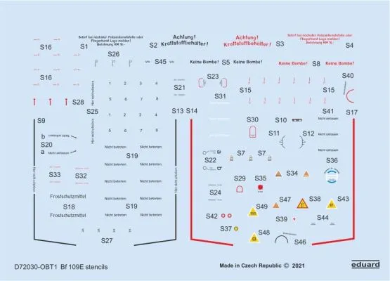 Bf 109E stencils 1:72