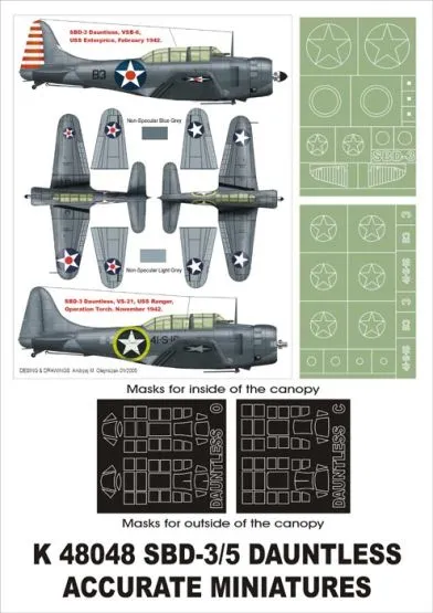 SBD-3 Dauntless super mask for Accurate Miniatures 1:48