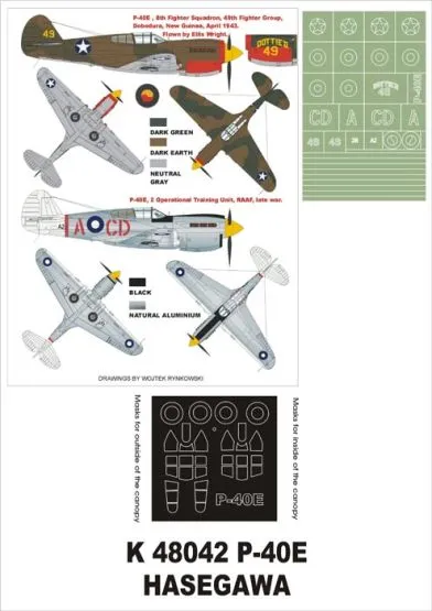 P-40E super mask for Hasegawa 1:48
