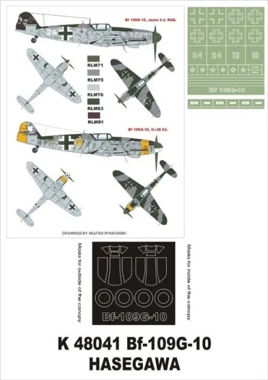 Bf 109G-10 super mask for Hasegawa 1:48