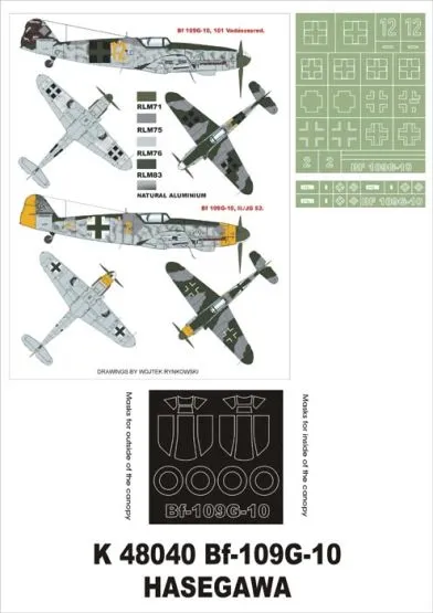 Bf 109G-10 super mask for Hasegawa 1:48