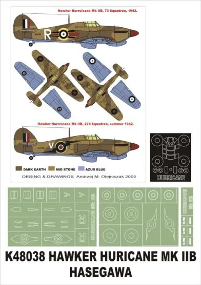 Hawker Hurricane IIB super mask for Hasegawa 1:48