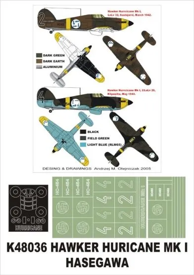 Hawker Hurricane I super mask for Hasegawa 1:48