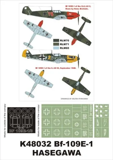 Bf 109E-1 super mask for Hasegawa 1:48