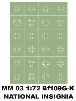 Bf 109G/K National Insignia (Balkenkreuz) 1:72