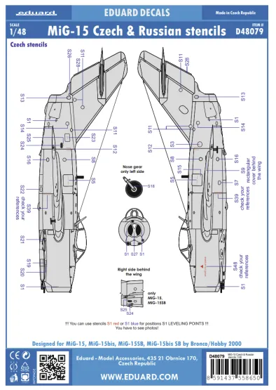 MiG-15 Czech & Russian stencils 1:48