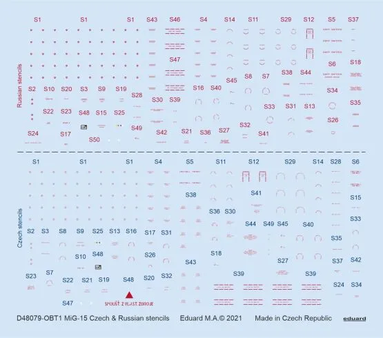 MiG-15 Czech & Russian stencils 1:48