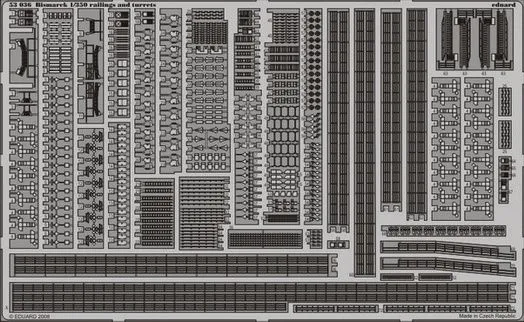 Bismarck railings and turrets 1:350