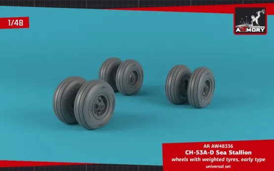 CH-53 Sea Stallion wheels w/ weighted tires, early 1:48