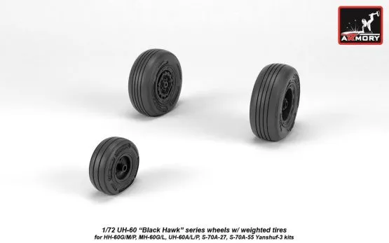 UH-60 Black Hawk wheels w/ weighted tires 1:72