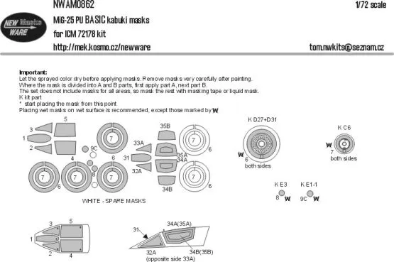 MiG-25PU mask for ICM 1:72