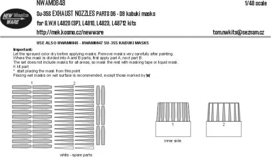 Su-35S EXHAUST NOZZLES (close) mask for G.W.H. 1:48